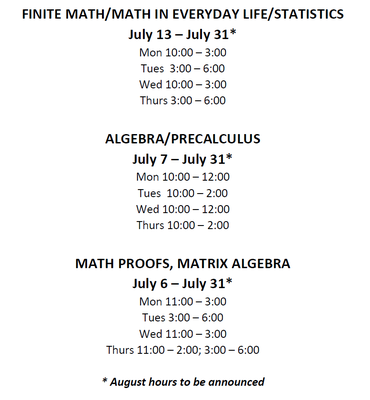 Summer II July tutoring hrs 2020