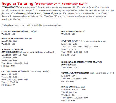 Fall 2020 11.1 - 11.30 tutoring hrs