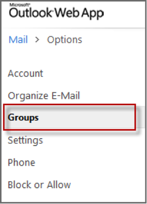 Email Distribution Groups OWA: Groups