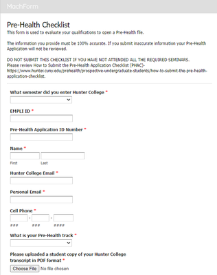 Pre-Health Application Checklist Section 1 Pre-Health Application Checklist Section 1
