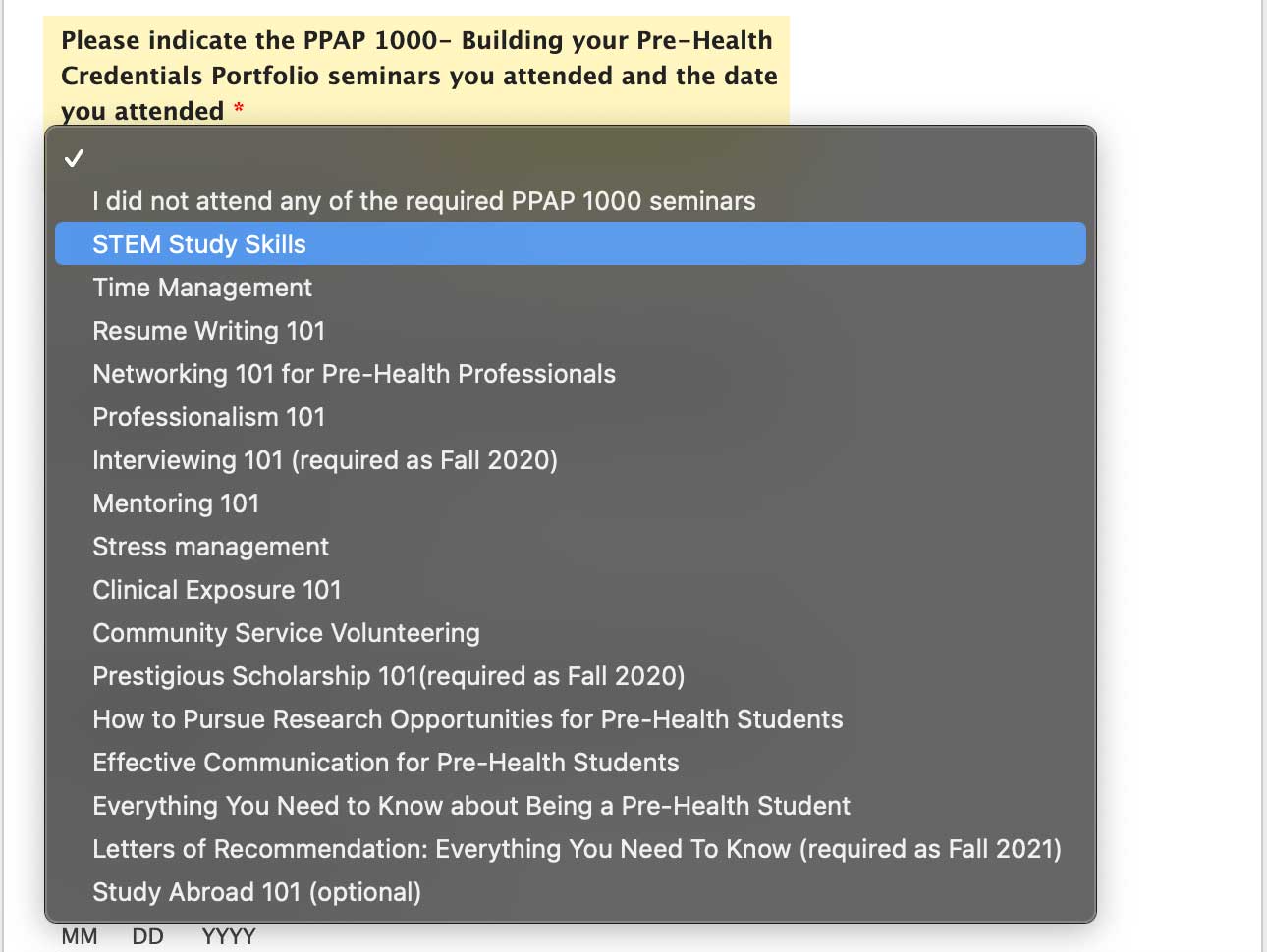 Fig. 4b Choose Seminar Name